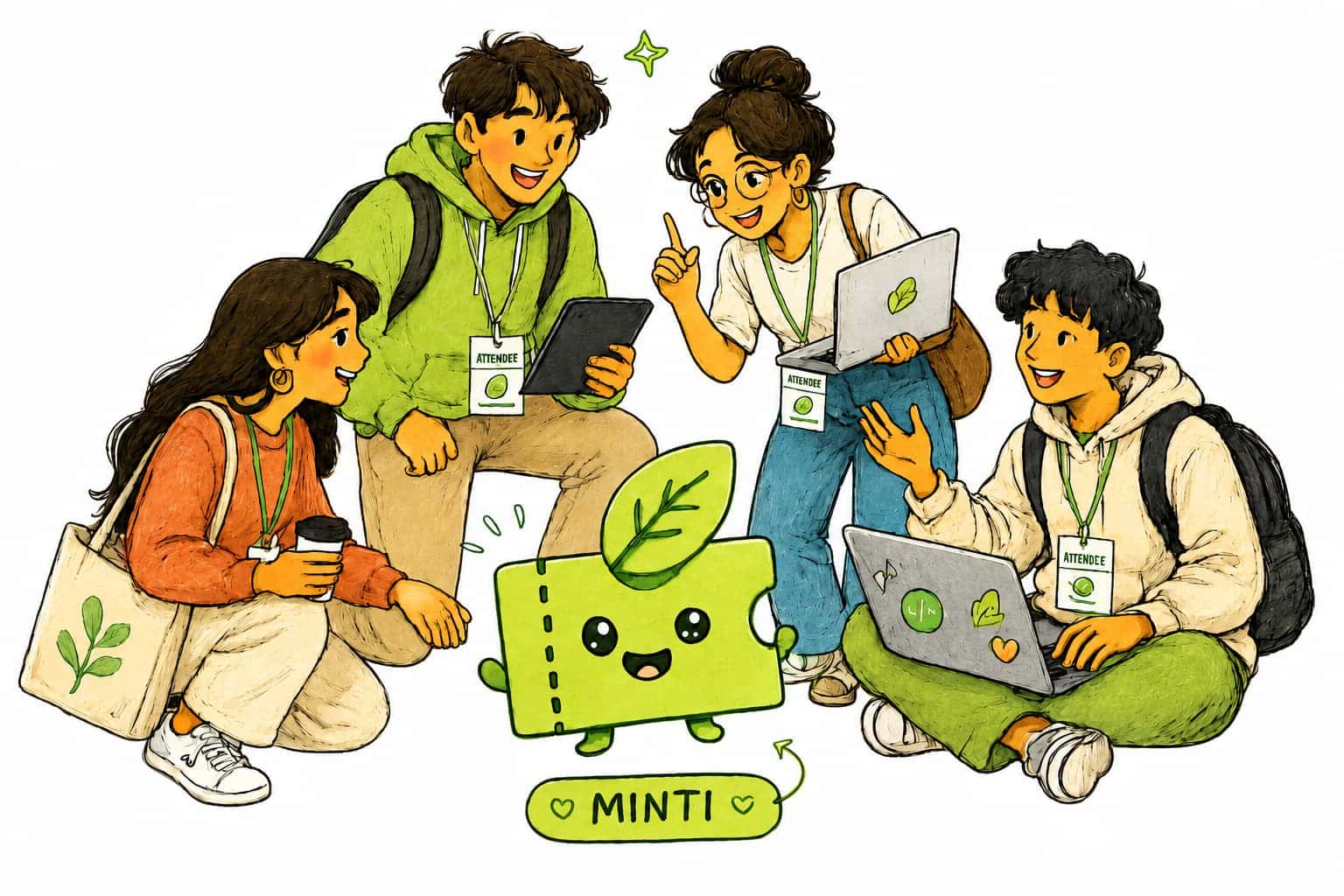 People sharing ideas and technology at a community event